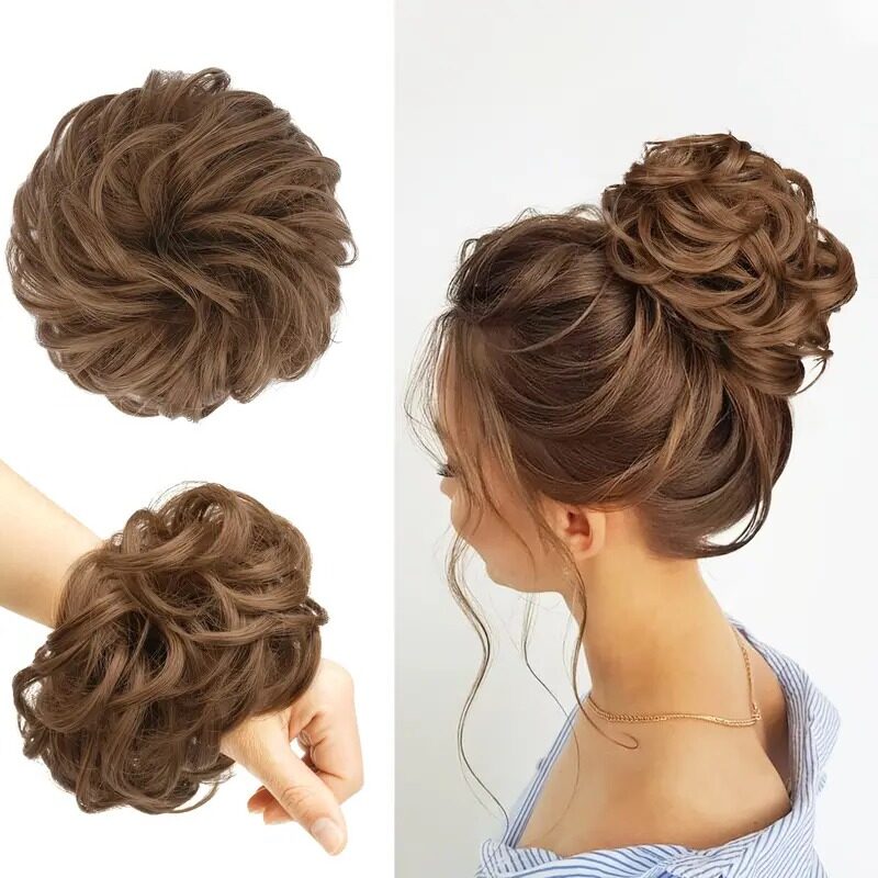 Light Golden Brown Messy Bun Hair Piece